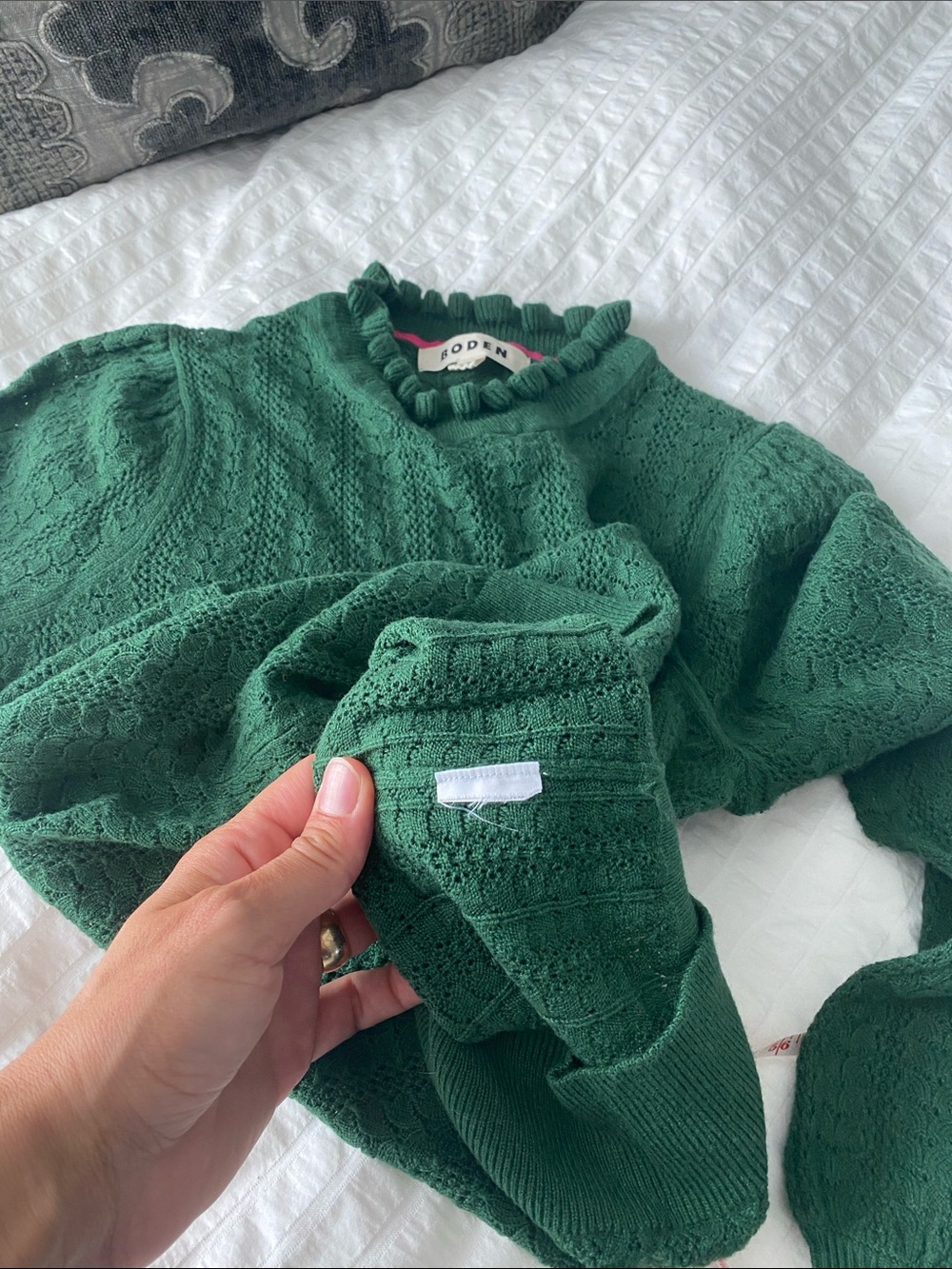 Boden Pointelle Ruffle Sweater - Picture 12 of 12